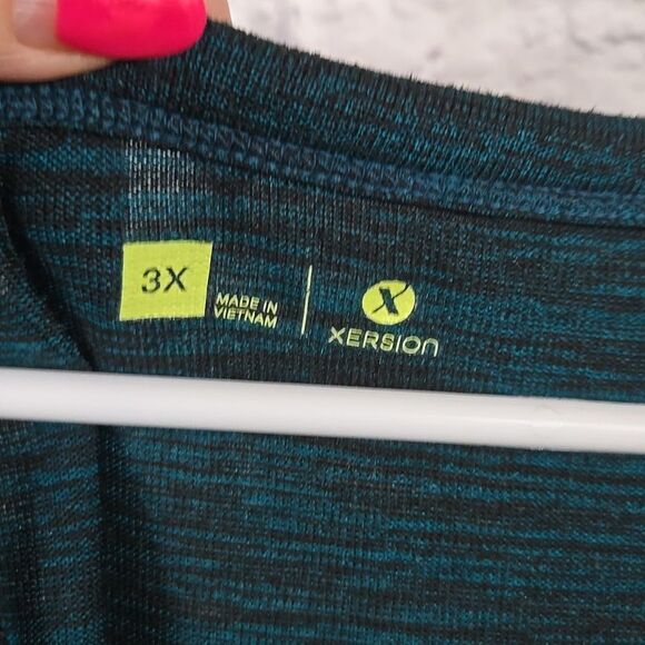 Xersion Plus 3X Womens Sweater Long Sleeve Stretch Cutout V Neck Teal Green Top - Picture 4 of 9